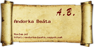 Andorka Beáta névjegykártya