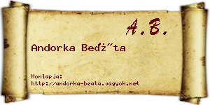 Andorka Beáta névjegykártya
