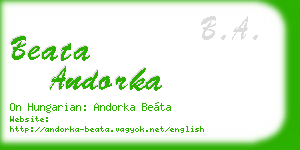beata andorka business card